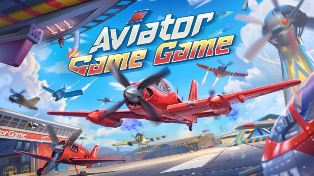 Dynamic artwork for "Aviator Game" featuring multiple planes in flight against a blue sky.