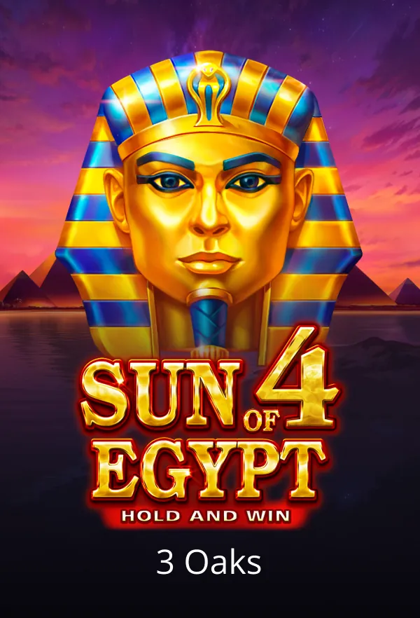 Promotional graphic for "Sun of Egypt" with an Egyptian-style motif and "Hold and Win" slogan at the bottom.