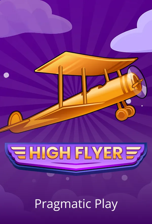 Illustration of a classic airplane against a purple sky with "HIGH FLYER" text and "Pragmatic Play" logo below.